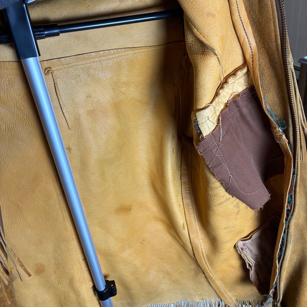 True Vintage 1940s 50s Western Buckskin Fringe‎ Jacket Conmar rectangular zip - Picture 10 of 16